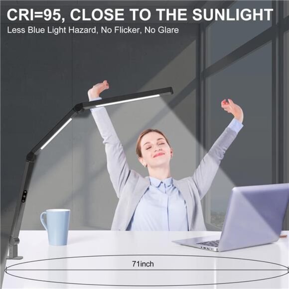 LED Desk Lamp with Clamp, Architect Desk Lamp with Dual Light and Adjustable - Picture 2 of 7